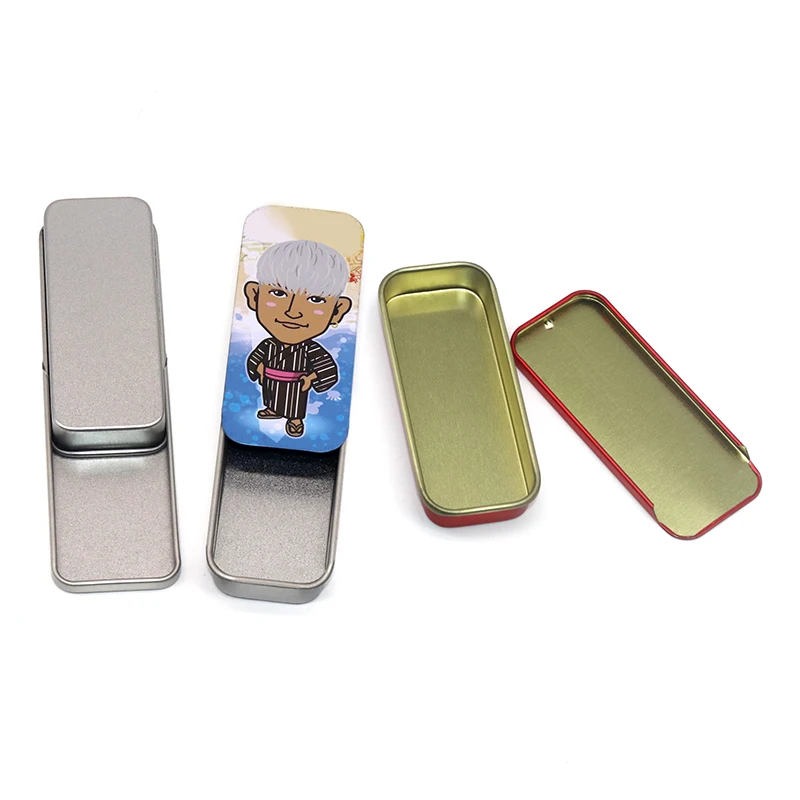 SANYOU Custom design luxury lip balm solid perfume packaging slide lid metal tin empty sliding tin box