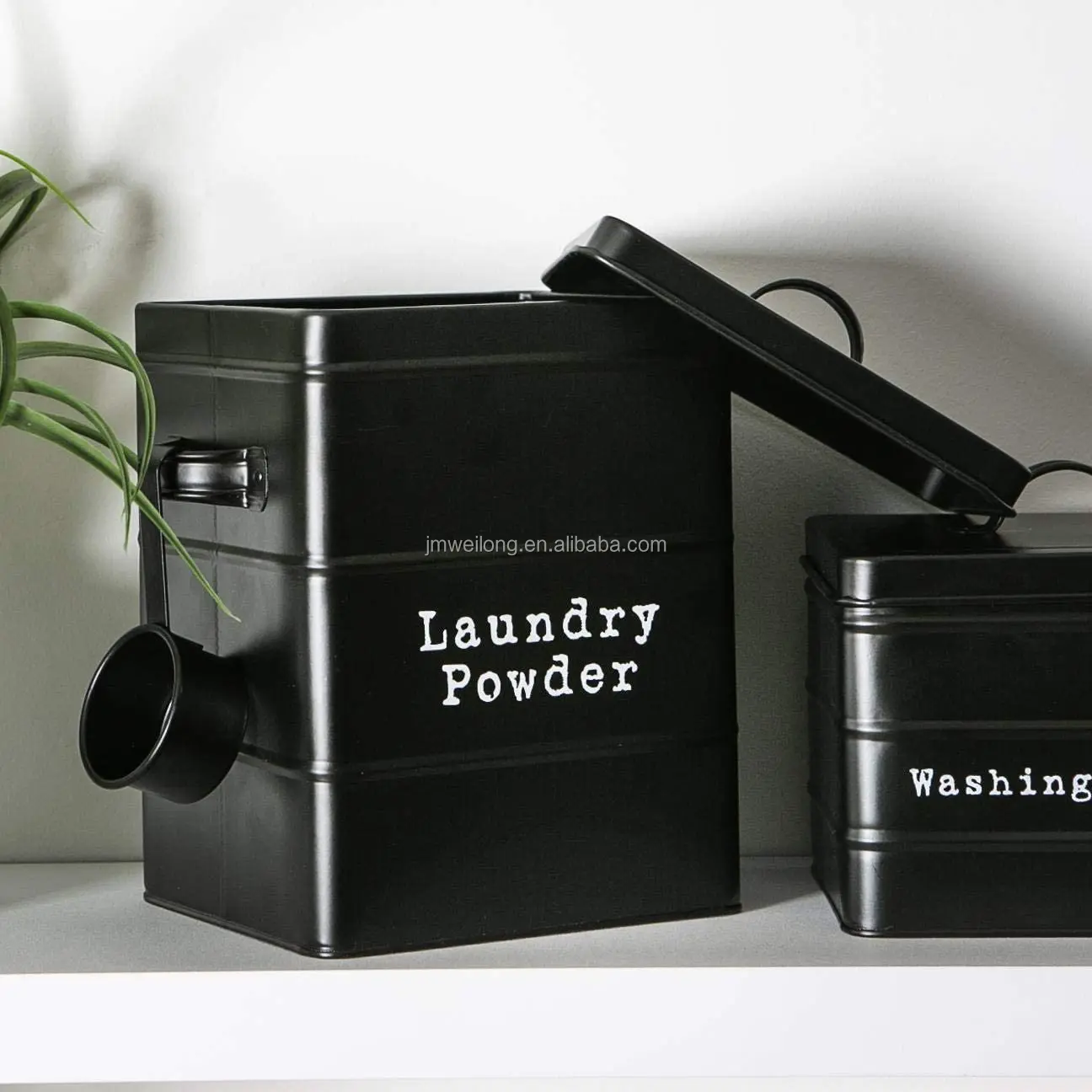 Galvanized Metal Storage Box Laundry powder storage box with lip washing tablets storage Container Box Laundry Organization