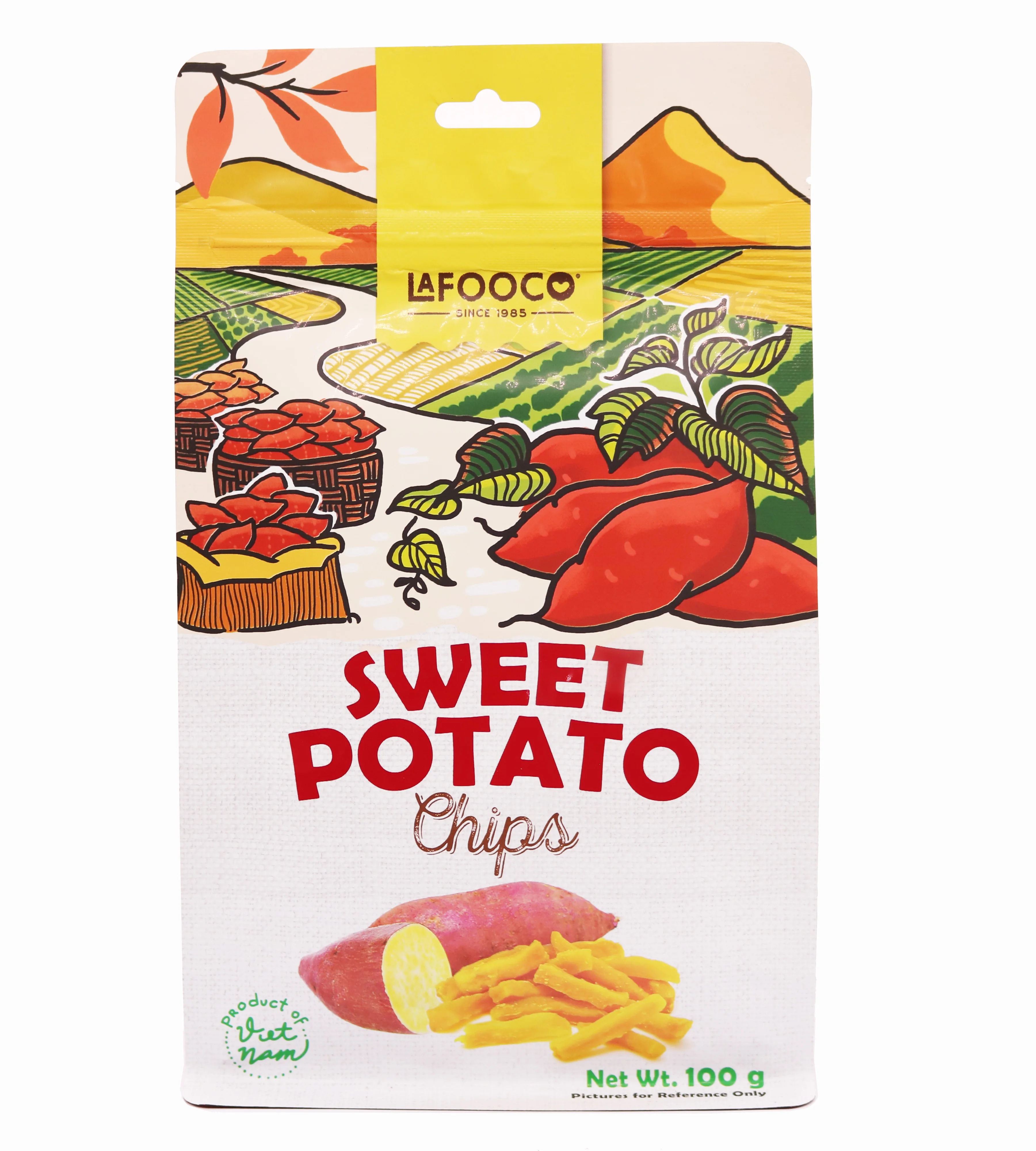 OEM Sweet Potato Chips in Vietnamese Specialty Snack 100g Standing Pouch Bag