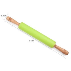 Kitchen accessories baking tools mini rolling pin wood handle silicone rolling pin
