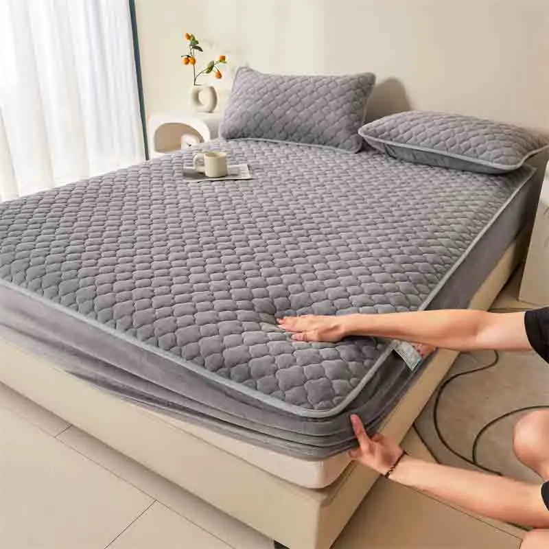 Оптовая цена серый матрас размера «queen-king-Size» съемный чехол на кровать 360 градусов полный защитный для матраса кровати
