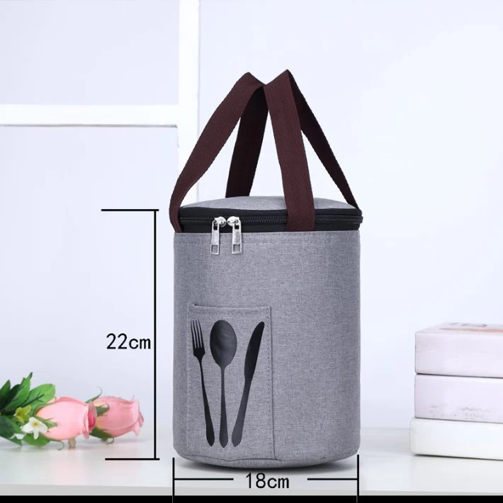 New Round insulated carrying lunch bag camping fresh food picnic bag foldable outdoor waterproof cooler tote bag