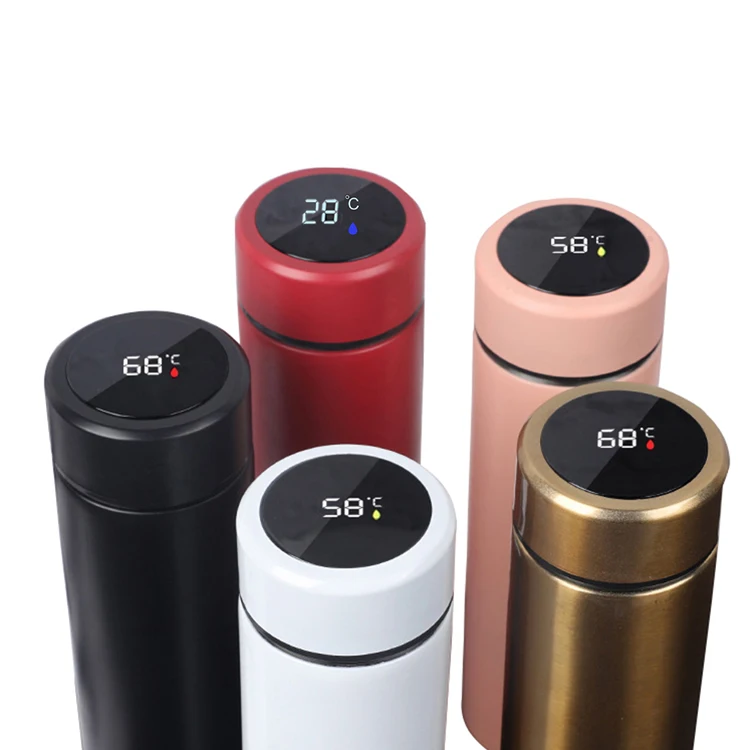 Vacuum insulated mug stainless steel promotional smart drinkware water bottle with led temperature display