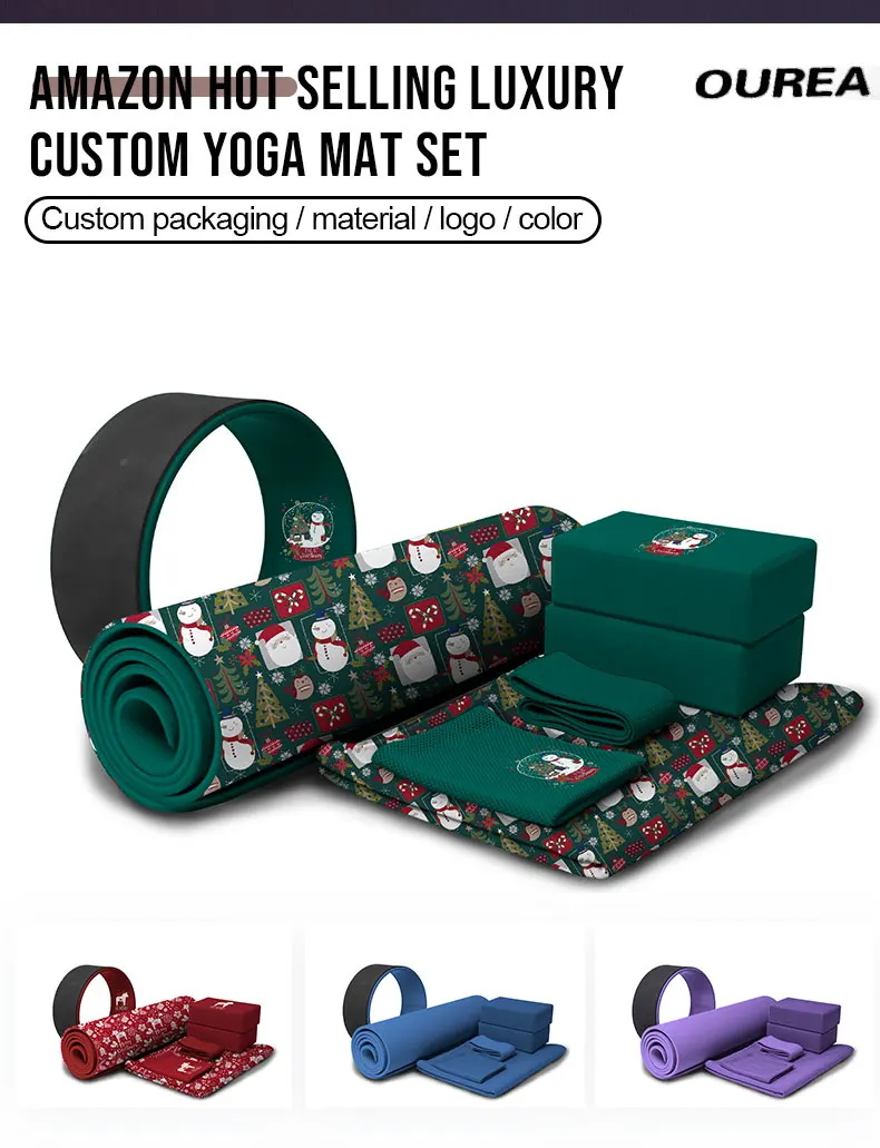 Custom Indoor Rubber Yoga Mat Set Wholesale Thick Workout Mat With Brick