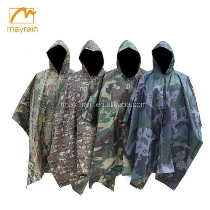 Green Waterproof Rain Poncho Multi-Functional raincoat Full Printing Breathable Travel Party