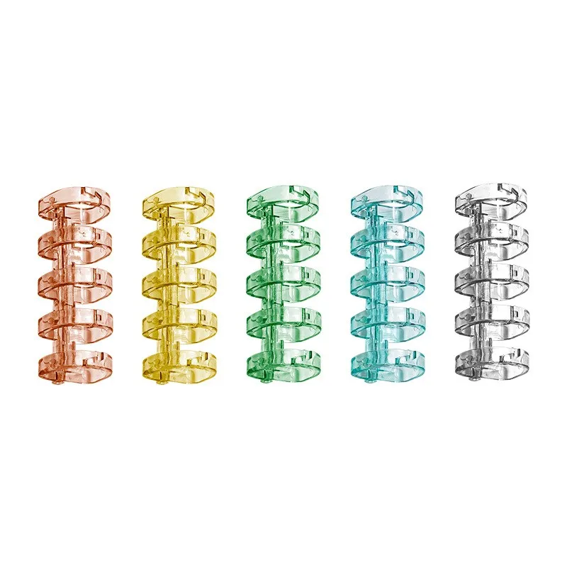 Mul-color Transparency Loose-Leaf Broken Ring Hole 5-hole Plastic Lock Clip Binding Ring for Loose-leaf Book