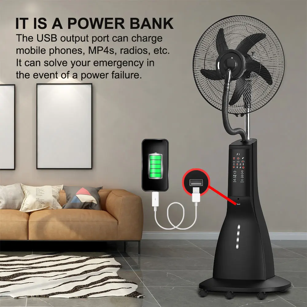 New Product Standing Fan with Solar Panel 9 Speeds Portable Rechargeable Fan