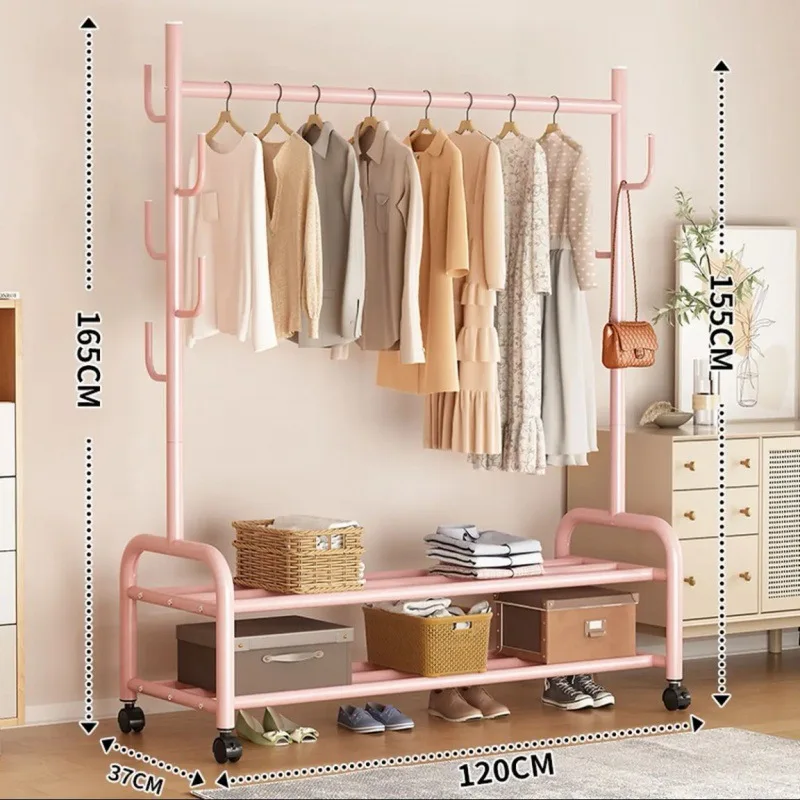 Good Selling Clothing Rack with Bottom Storage Shelf Rolling Garment Rack for Hanging