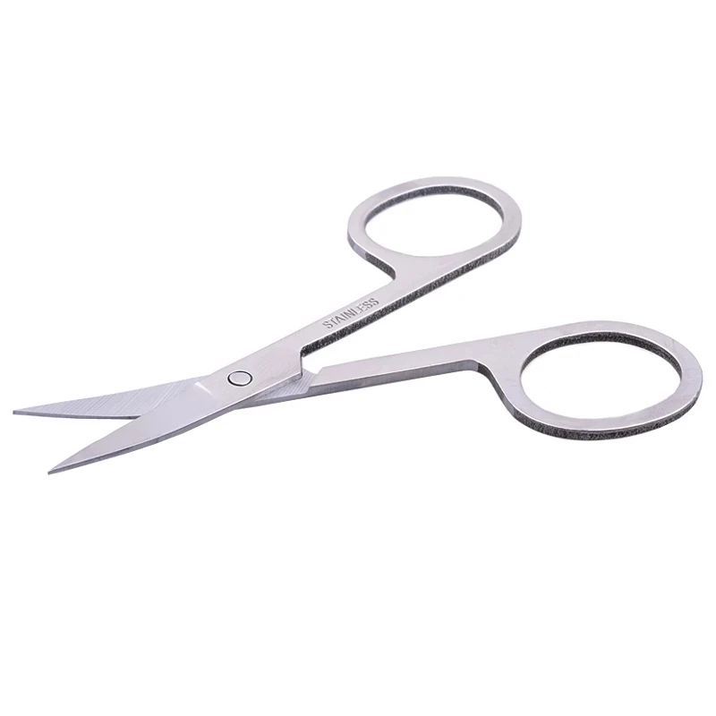 Nail Eyebrow Cutting Scissors Steel Yangjiang Popular Make up Black Stainless Logo Style Finger Beauty Sharp Color Handle Blade