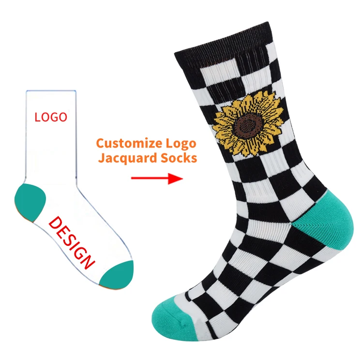 high quality best sale manufacture men custom dress socks sunflower custom logo crew socks combed cotton