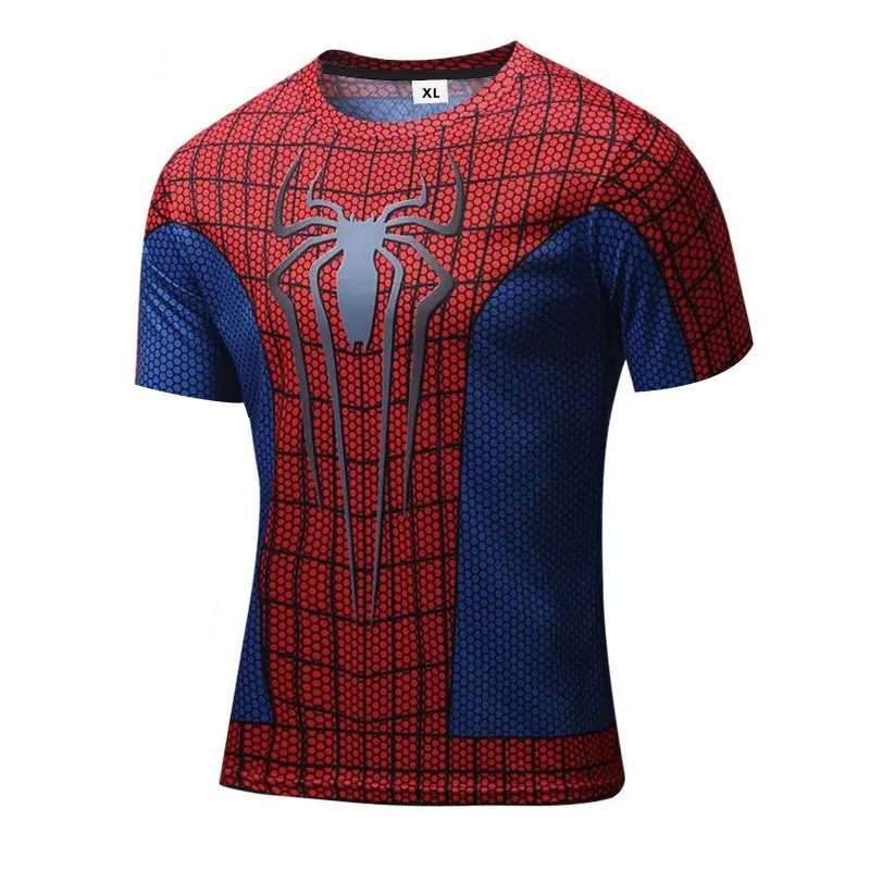 8SKU mixed Wholesale adults retail Spiderman IronMan CaptainAmerica Quick Dried Tight T-shirt Movie Hero Costume