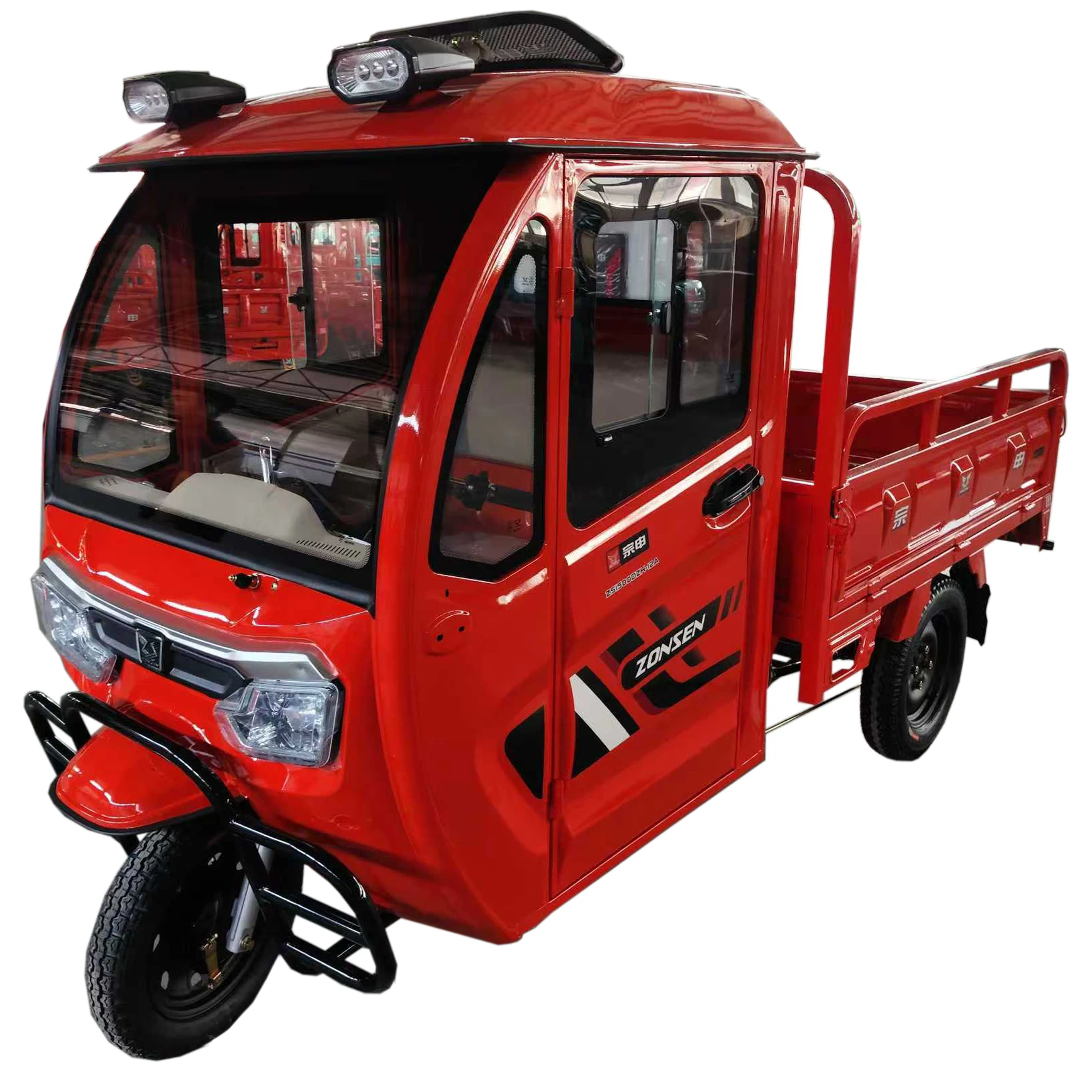 ZONSEN 1500W Motor Electric Tricycle E Vehicle Rickshaw Trike Utility for Delivery Heavy Loader  with Cabin 2ton big cargo box