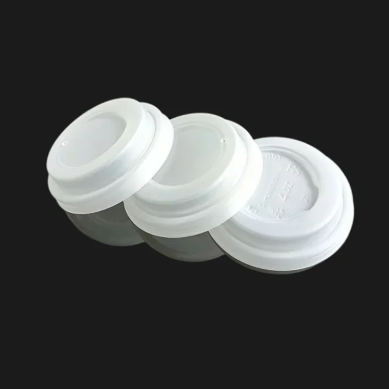Customizable logo printing Disposable PLA tableware 62mm diameter PLA white cup lid leak proof for drinking