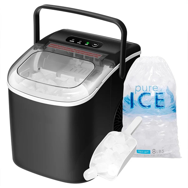 Factory Price Stainless Steel Portable Ice Maker Machine With Ice Scoop First Ice In 8 Minutes 26 Pounds for Home Use