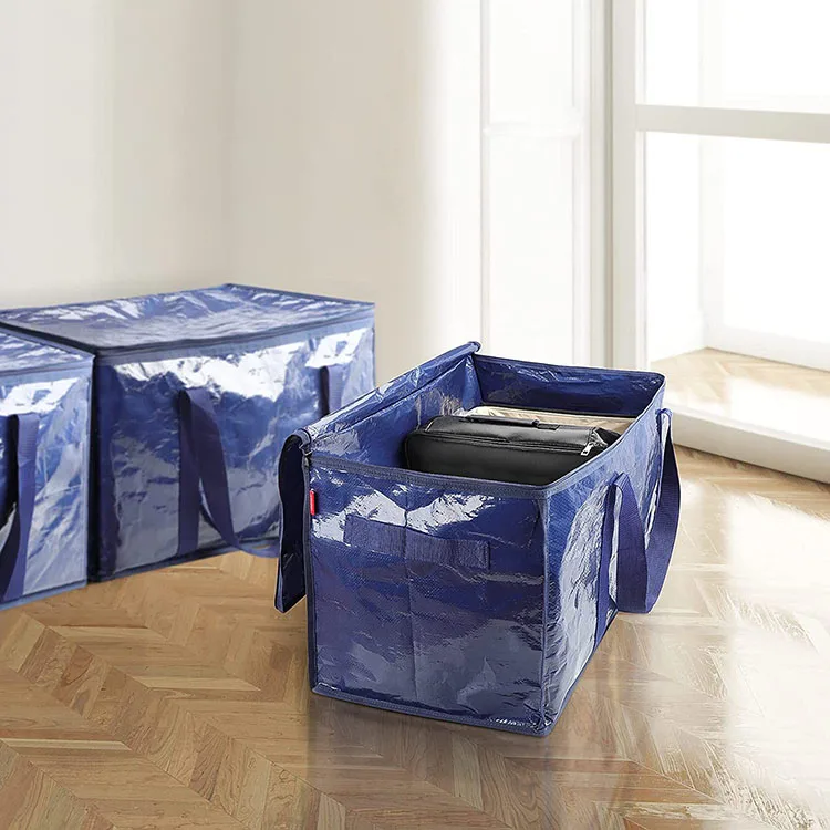 Waterproof Laminated Pp Woven Storage Bag With Zipper Reusable Storage heavy duty moving bags