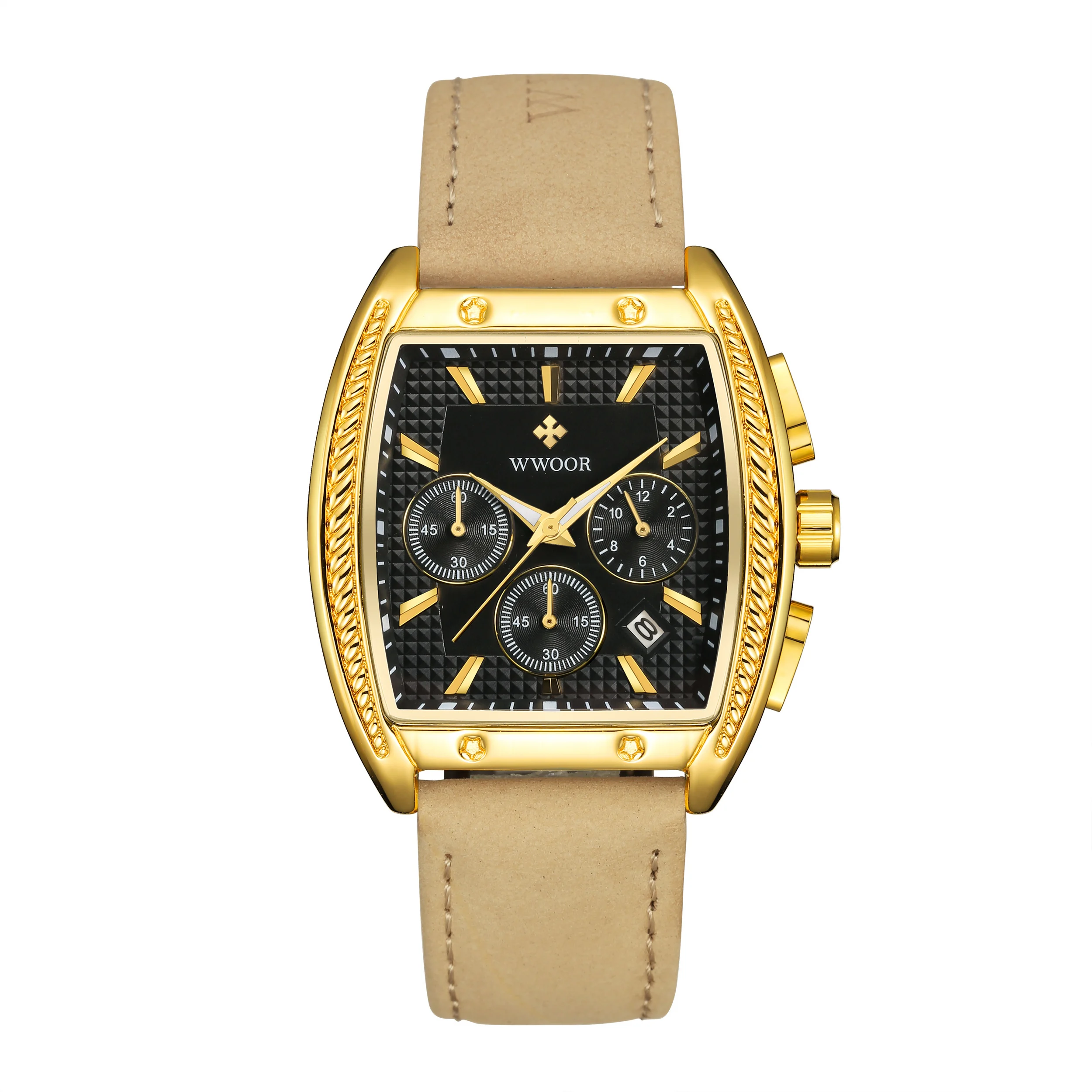 2023 Latest Models WWOOR 8848 Men Watch Genuine Leather Strap Sports Gold Quartz Wristwatch Montre Homme Luxury