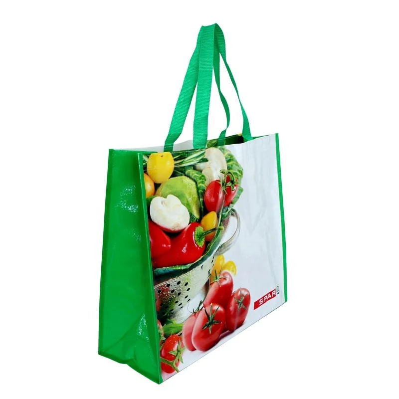 BSCI factory custom design supermarket shopping bag laminated pp woven bag recyclable