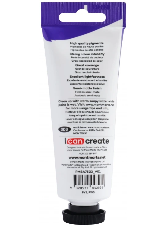 Mont Marte Satin Acrylic 75ml - Lemon Yellow artist acrylic paint