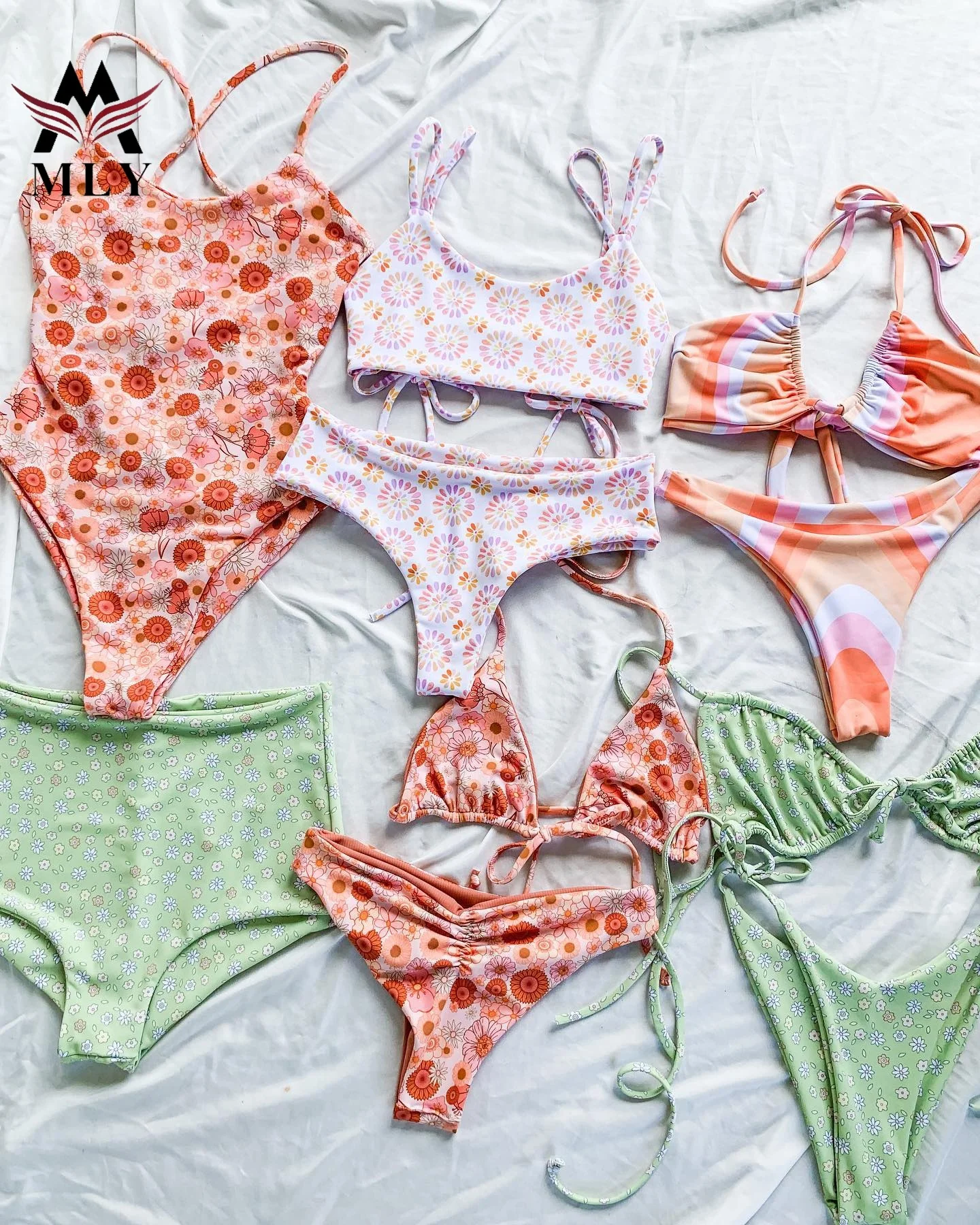 MLY Custom floral printing surfing swimwear bikini fitness women swimwear girls bikini sexy