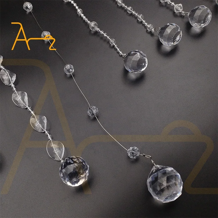 Wholesale Birthday Party Crystal Chain 1 Meter Long Positioning Wedding Hall Ceiling Decoration clear Acrylic Bead Curtain