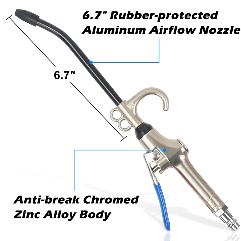 Heavy Duty Compressed Air Duster Truck Cab Gun Cleaning with 9 Meter Long Coil for Air Compressor