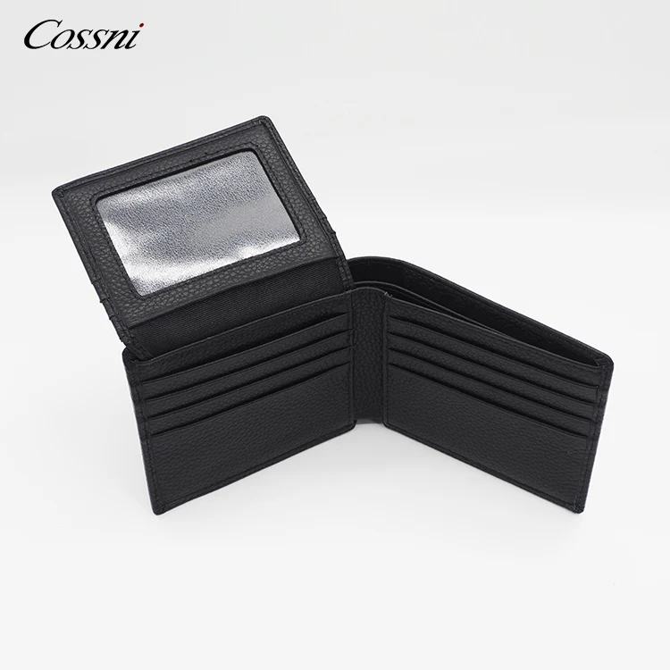 Wholesalers fashion RFID blocking bifold violet wallets black pebble leather men wallet