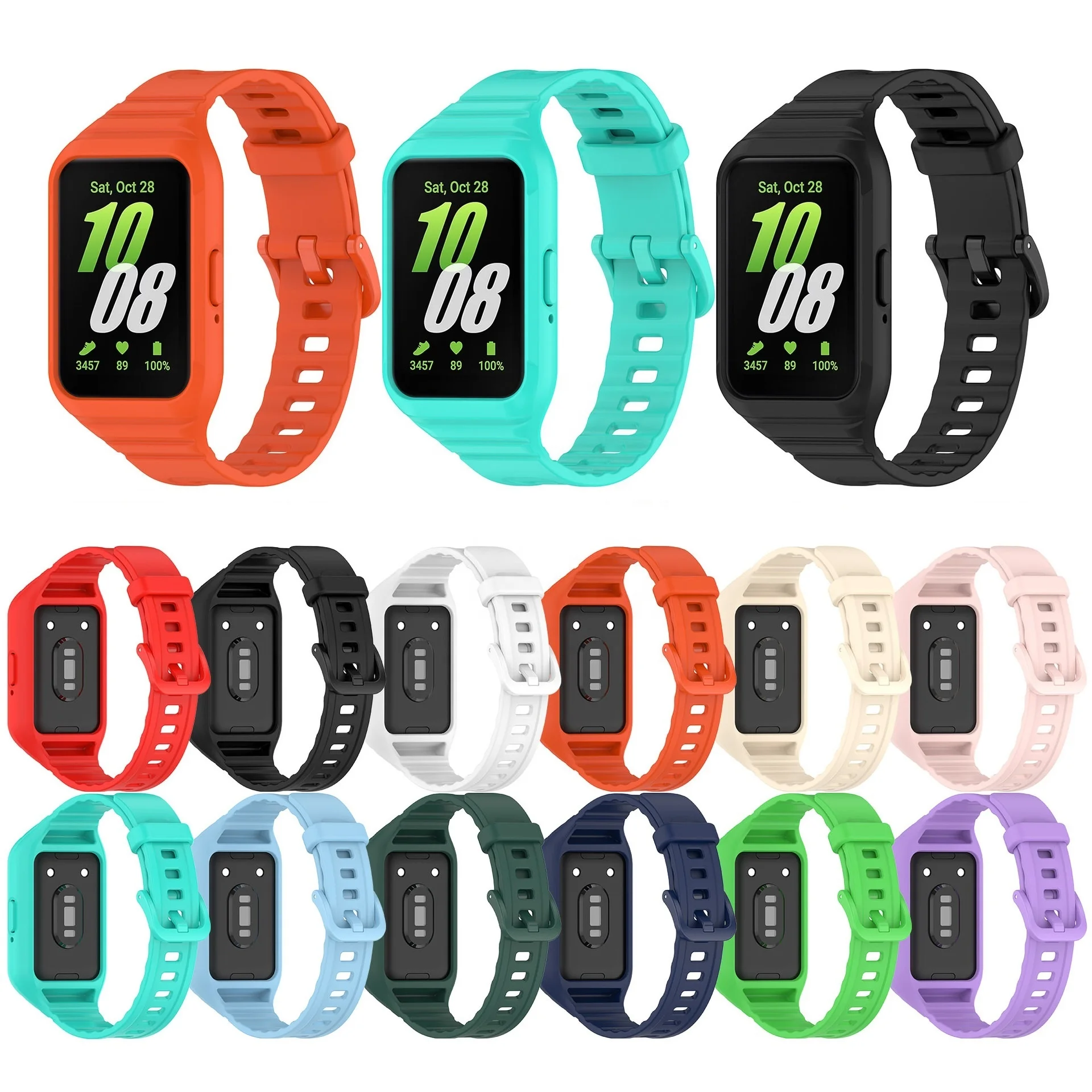 Integrated Watch Bands For Samsung Galaxy Fit3 R390 Strap + Case Smart Bracelet For Fit 3 SM-R390 Wristband Silicone Watch Strap