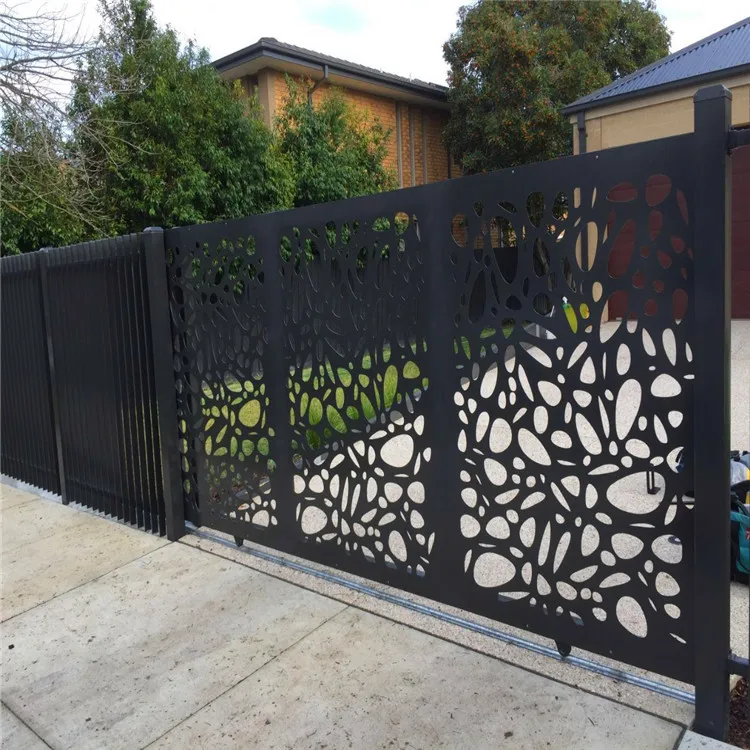Powder Coated Single Double Garden Gate and Poles Style Fence Style Steel Waterproof Aluminum Laser Cut Aluminum Fencing