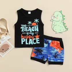 Baby Kids Summer Wear Solid Color Boys Short sleeve T-shirt+Shorts Print Shorts Two-piece Set Custom Mothers Day Clothing