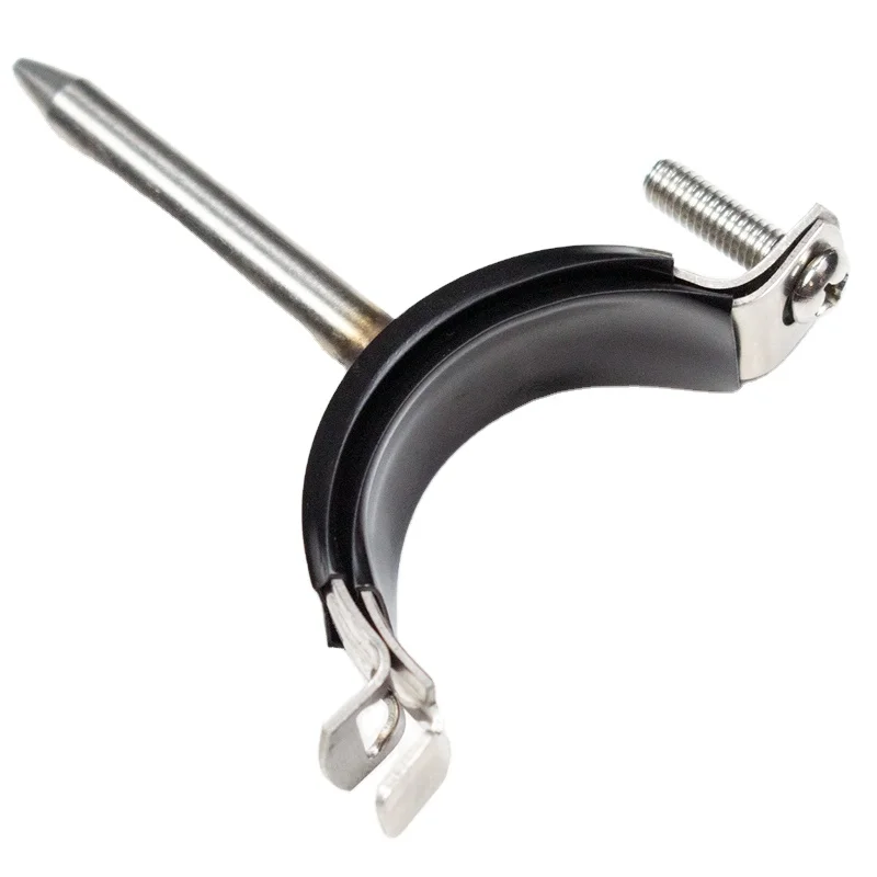 Galvanized iron nail pipe clamp with black rubber