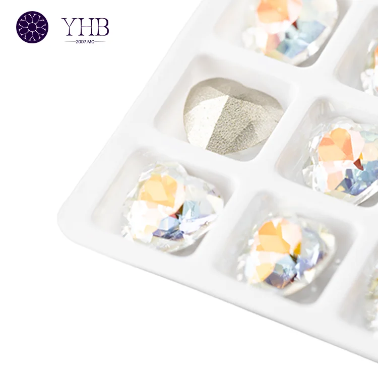 Wholesale Bulk High Quality Non-Hotfix Rhinestone Glass Heart Shape Rhinestone For Clothes Jewelry