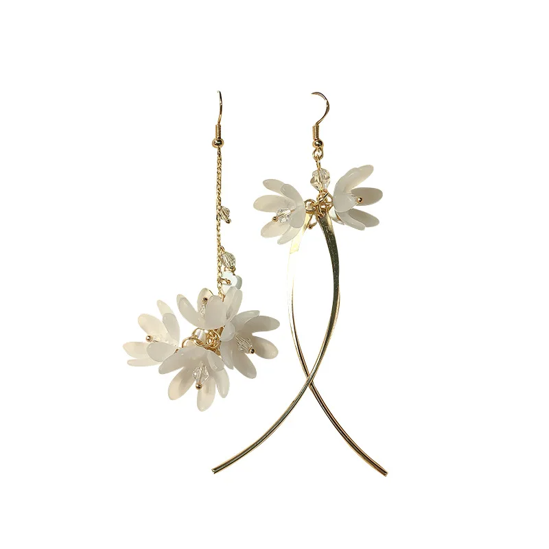 white long flower hook on earrings for women jewelry