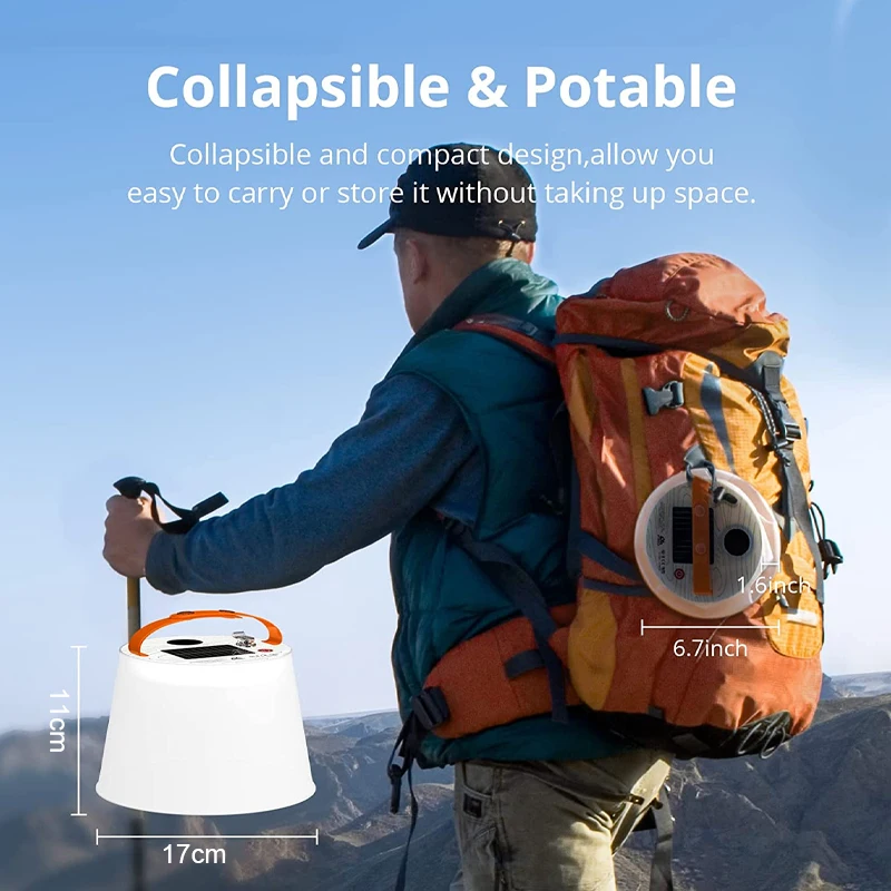 IP66 Waterproof collapsible Rechargeable solar Inflatablecamping light with Bluetooth Speaker for Camping Hiking Emergency
