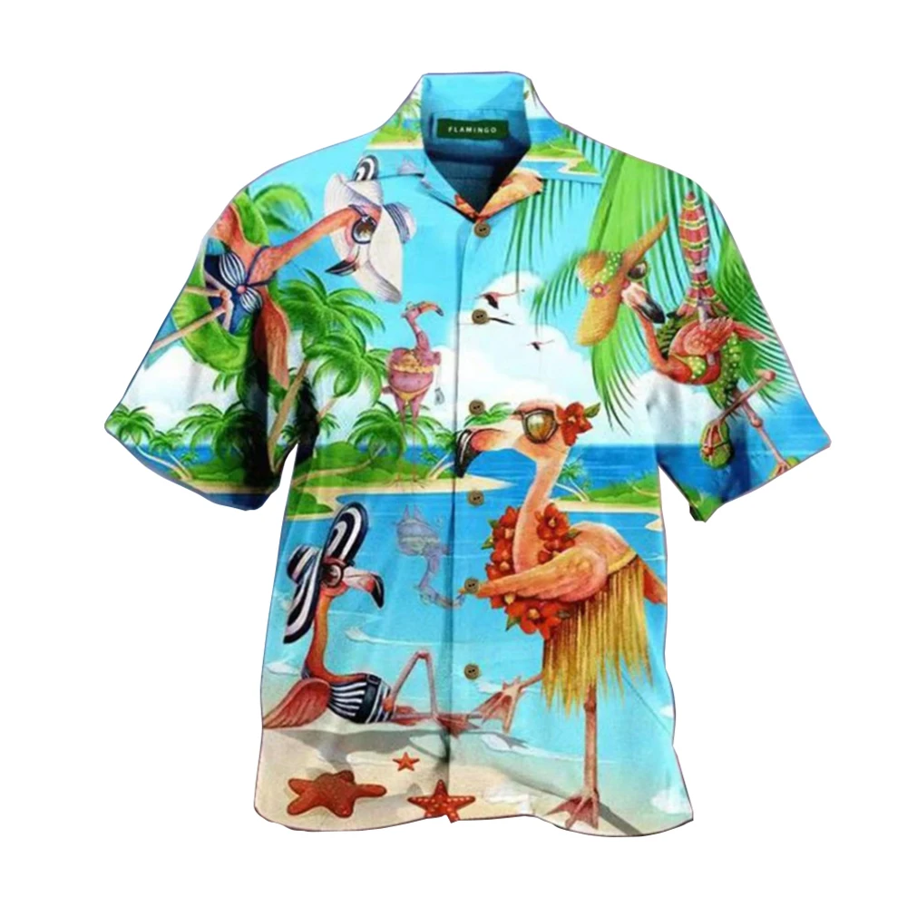 
Men Summer Shirts 2021 Hawaii Beach Top Print Short Sleeve Harajuku Camisas Streetwear Men Clothing Button Up Casual Shirts 