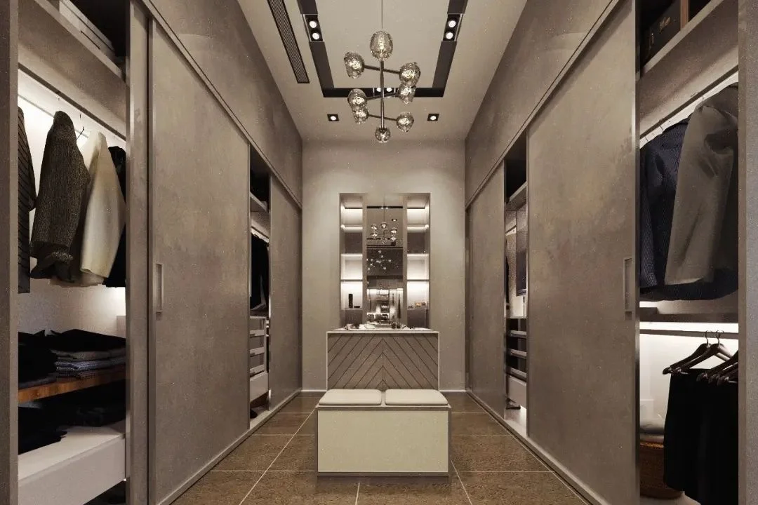 Custom room cabinet makeup built in wall color combination almirah wardrobe with sliding door led lighting