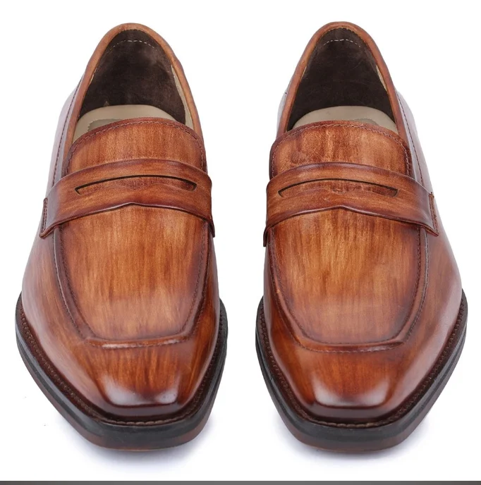 Dual-tone effect hand-painted shoes wholesale calzado formal masculino men loafers footwear formal shoes leather