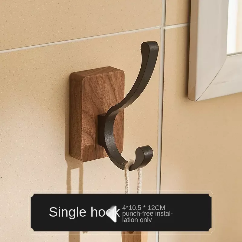 Wholesale solid wood clothes hook bathroom hook  Wall door after porch paste Black walnut hook