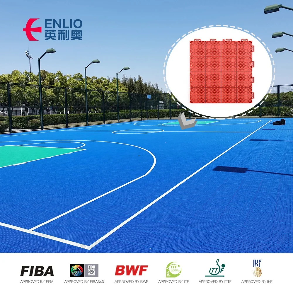 Best Price Red Color Material Tiles Good Quality Professional Pp Interlocking Sports Floor Outdoor Flooring Basketball Court