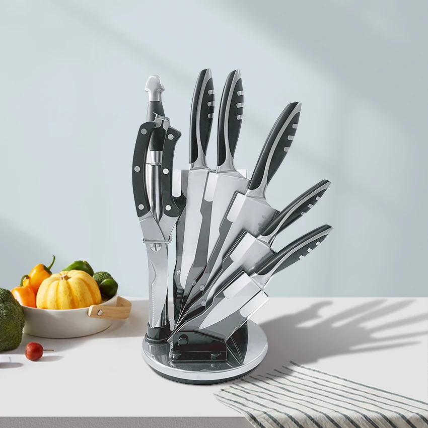 Хит продаж стейк мясник зеленая река с зеленым держателем острый кухонный нож из нержавеющей стали полный набор акриловым