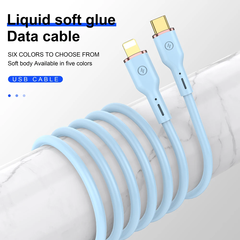 2023 New Fashion Durable Real Liquid Silicone Wire 60W USB C to Type C Fast Charging for Mackbook Pro USB Charge Cable