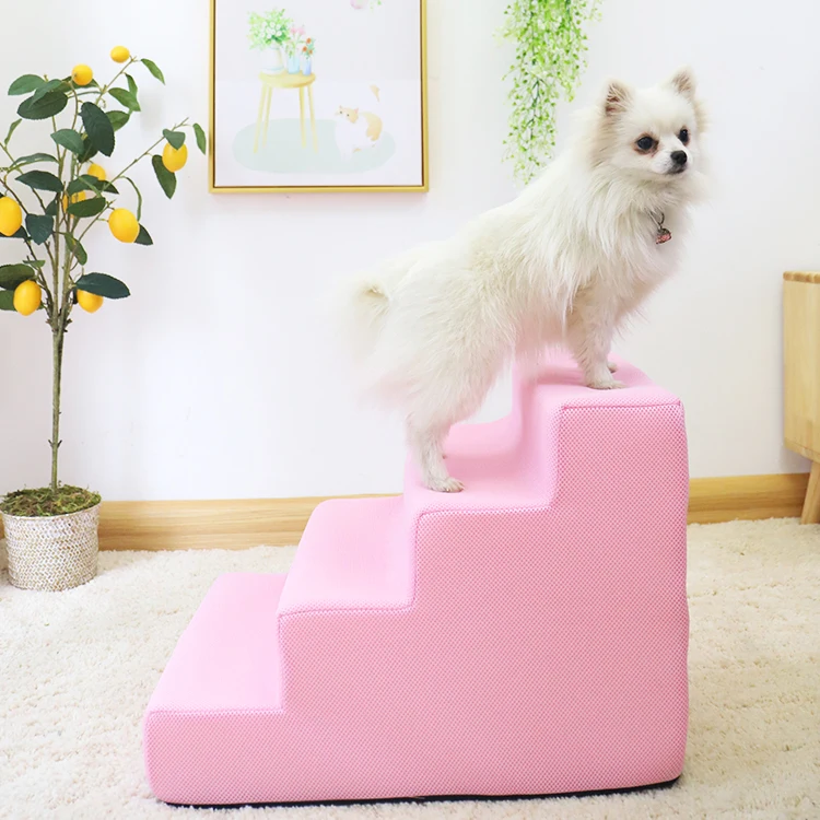 
Wholesale Collapsible Foldable Ramp Soft Luxury Pet Dog Sofa Bed 4 Steps Ladder Pet Dog Stairs for Dogs with Mesh Fabric 