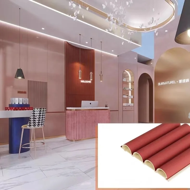 Factory Price Inner Wainscoting Bamboo Wood Decoration Board Hollow Laminated 3D WPC Wall Panel