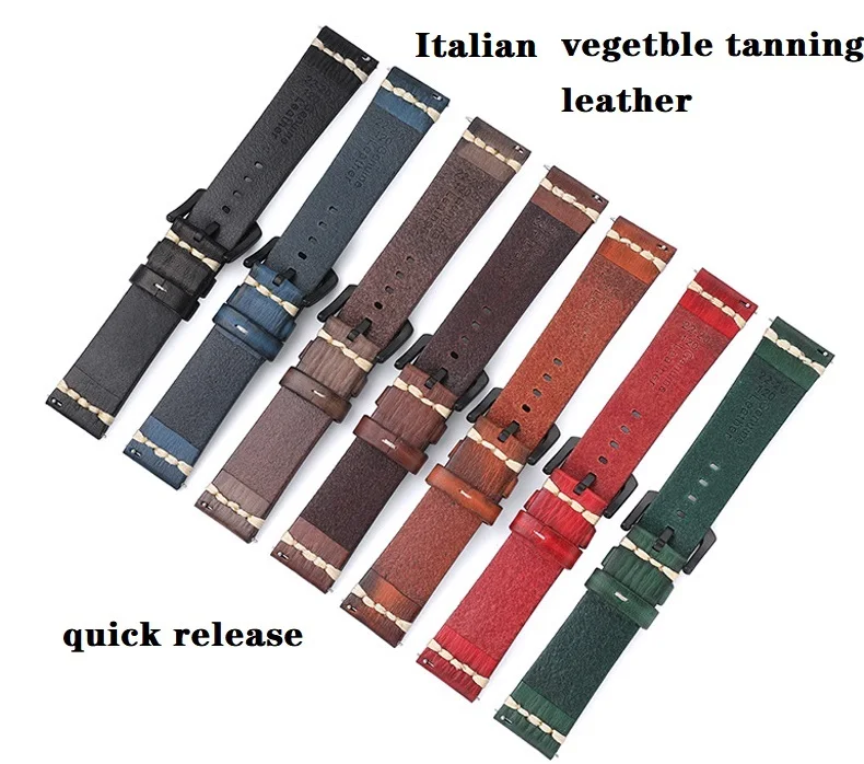 wholesale In stock Custom 22mm bands italian leather vegetable tanned watch strap