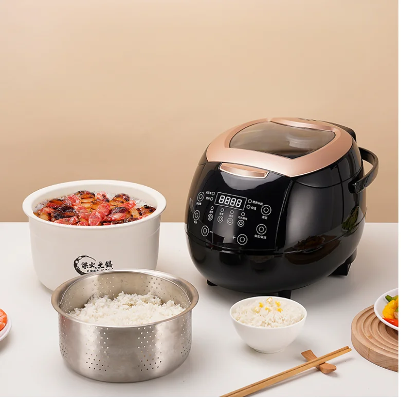 Smart New Electric Rice Cooker Nonstick Square 3L/5L Low Carb Kitchen Appliance Plastic Measuring Cup Paddle Household Hotel Use