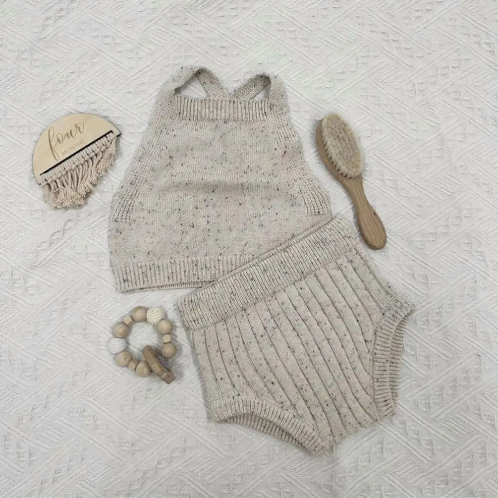 Custom Logo Winter Knit Baby Set Chunky Knitted Baby Sweater For Kids