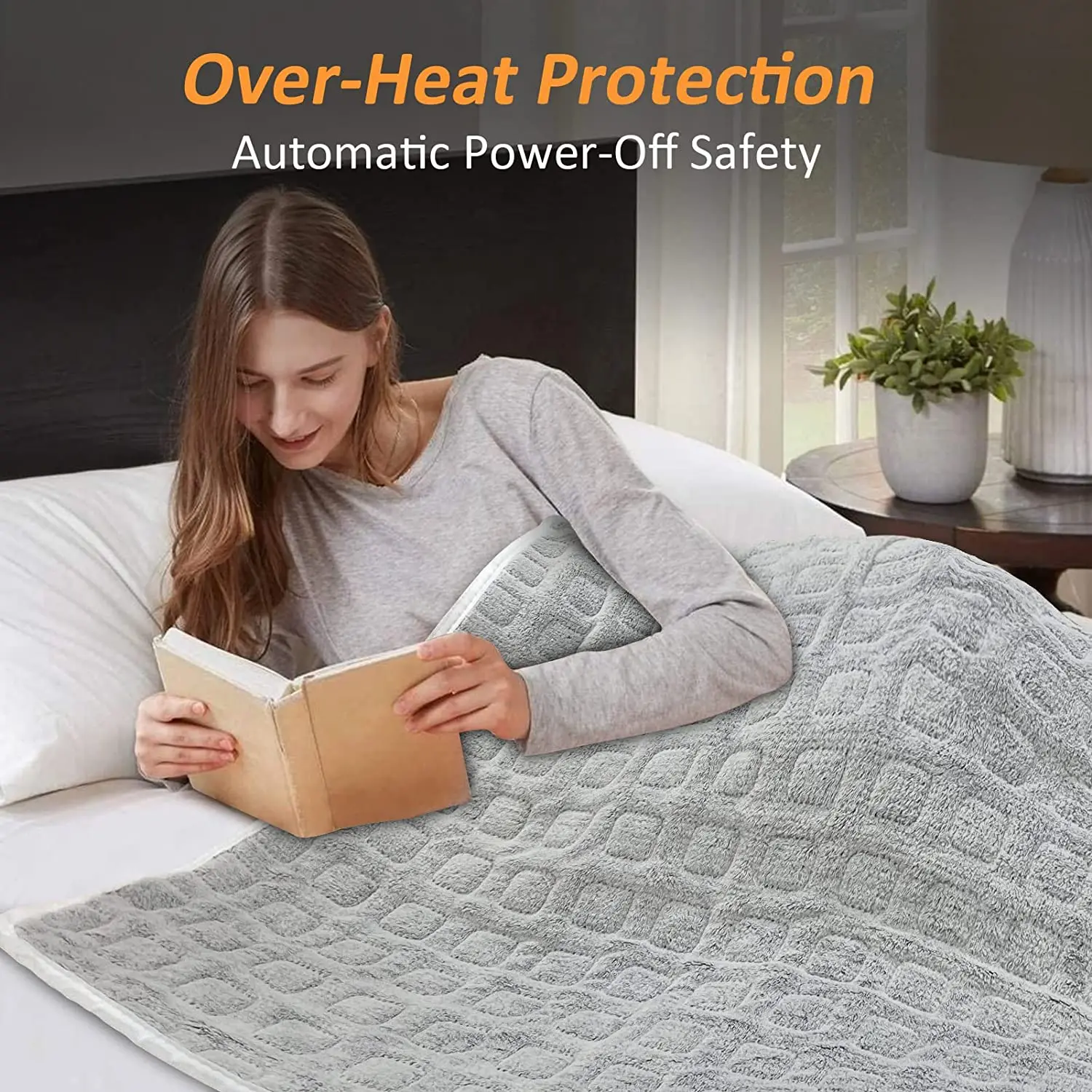 Twin/king size electric heating under thermal blanket with fitted bed skirt