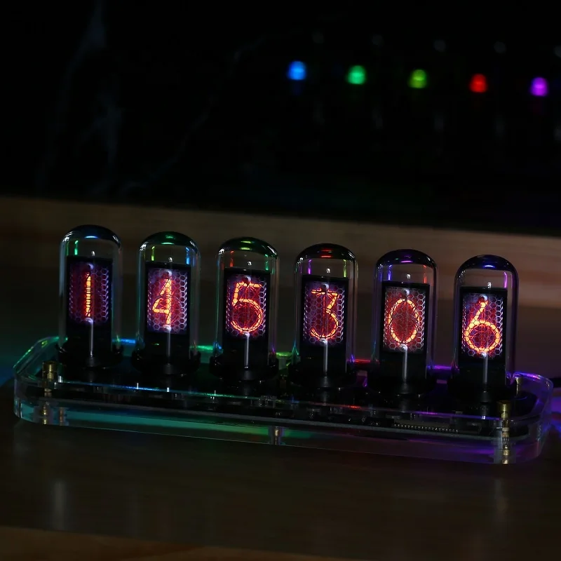 Светящиеся часы Nixie Tube мобильное приложение перестраиваемый IPS дисплей современные цифровые настольные