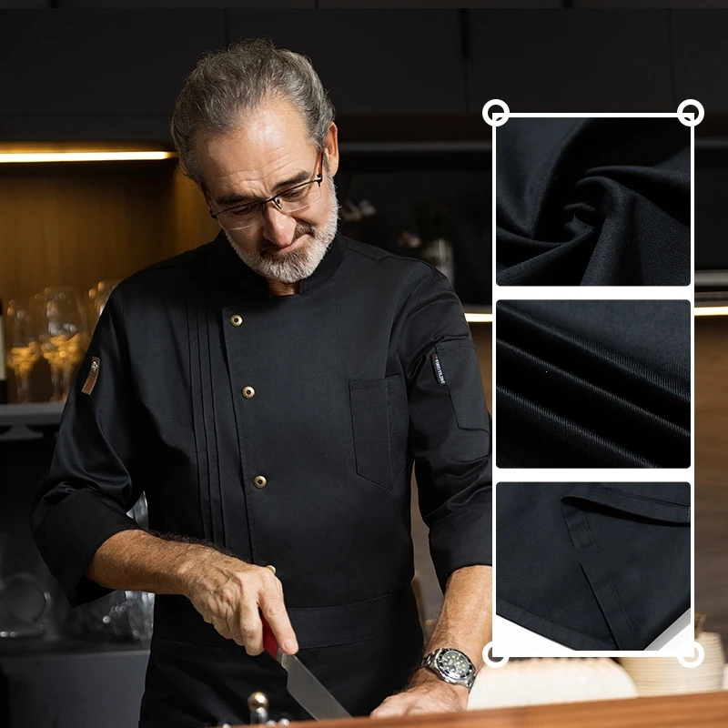 Chef Catering Work Clothes Long-sleeved Spring Autumn Winter Restaurant Uniform Canteen Fast Food Back Kitchen Chef Clothes