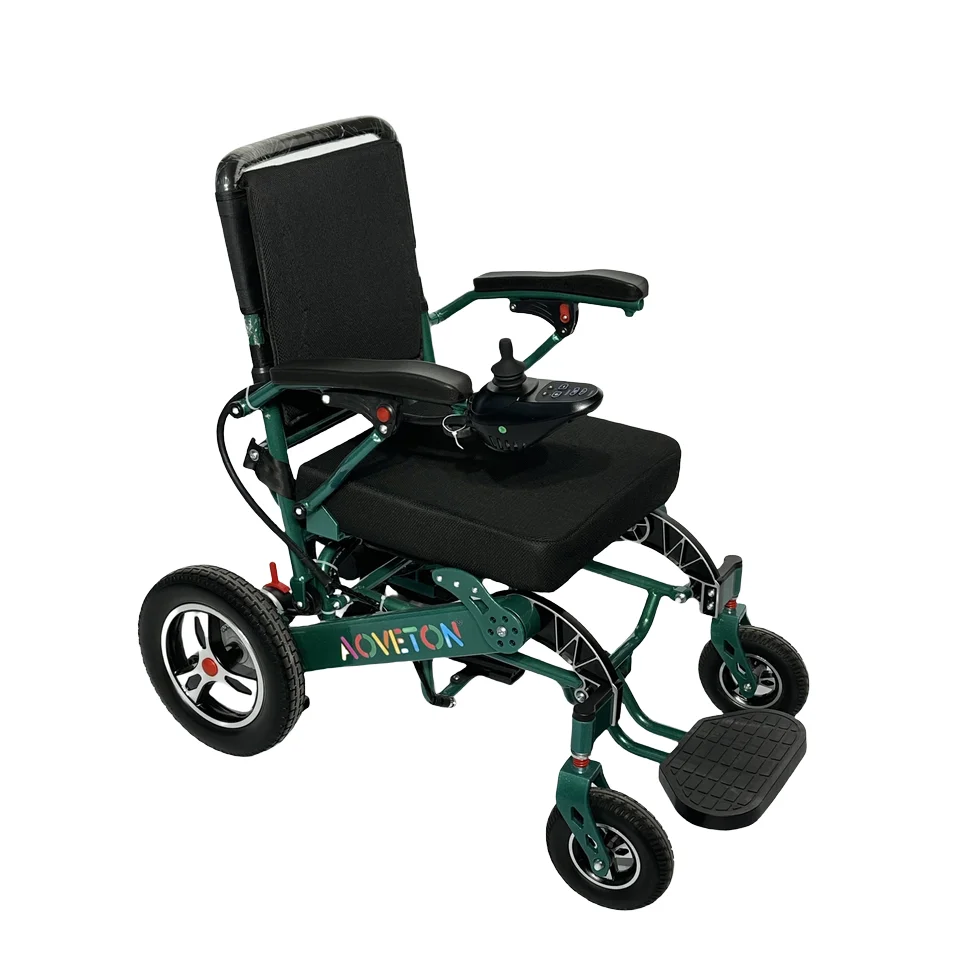 Fully functional lithium battery aluminum alloy electric wheelchair, foldable rehabilitation therapy walker roller