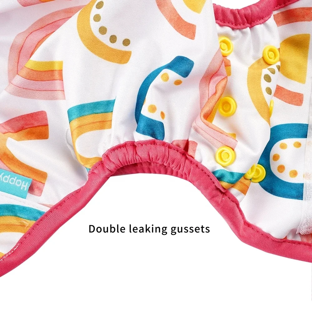 HappyFlute new print hook loop baby diaper cover waterproof newborn size cloth diaper cover